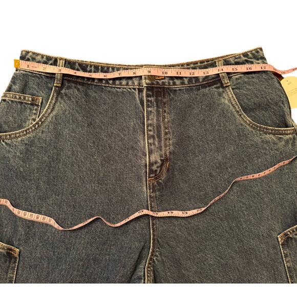 NWT Shona Joy Tovere‎ Wide Leg Cargo Jeans Dark Wash 10 / 30 - Picture 13 of 16